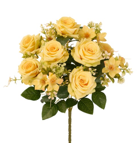 Bukiet róż z dodatkami 45 cm żółty – 7 dekoracyjnych róż do kompozycji florystycznych.