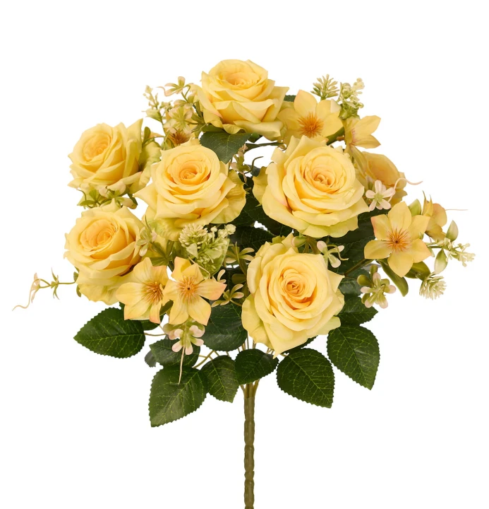 Bukiet róż z dodatkami 45 cm żółty – 7 dekoracyjnych róż do kompozycji florystycznych.