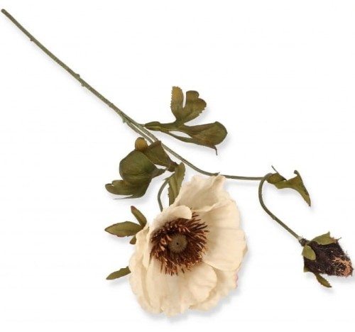 Mak gałązka jesienna 78 cm – kwiat + pąk — kremowy