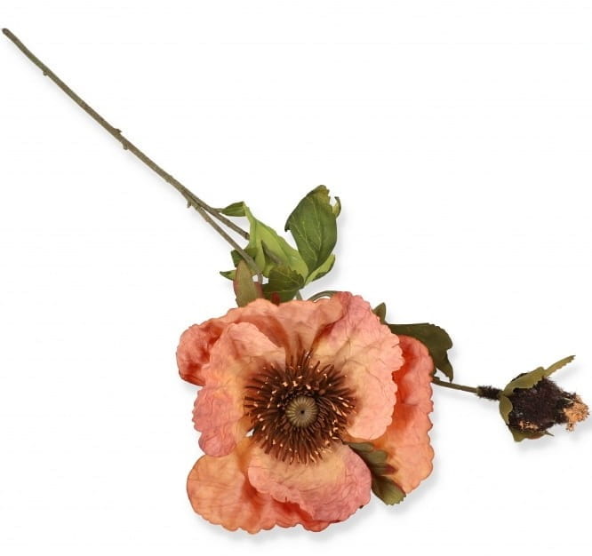 Mak gałązka jesienna 78 cm – kwiat + pąk — koralowy