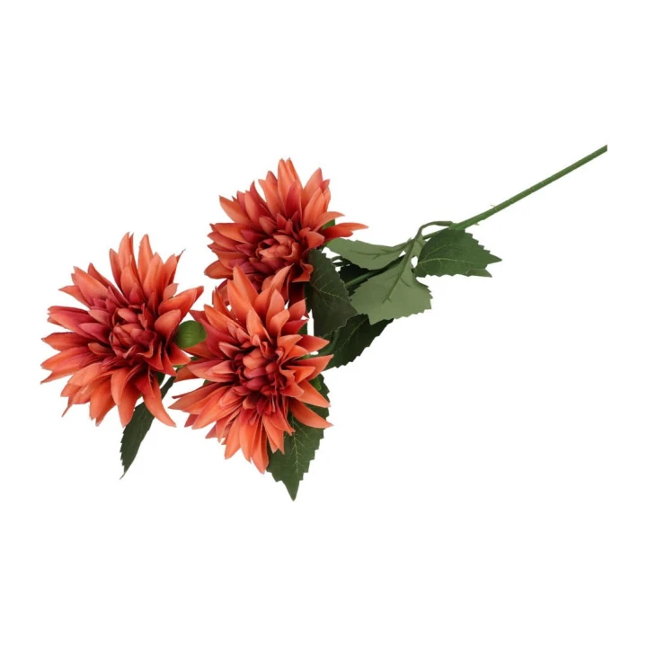 Dalia gałązka 65 cm – 3 kwiaty — rudy / pomarańczowy